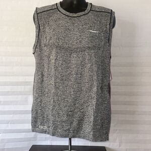 1st Round Men’s Black Gray Workout Tank Top Athletic Gym Shirt Size XL